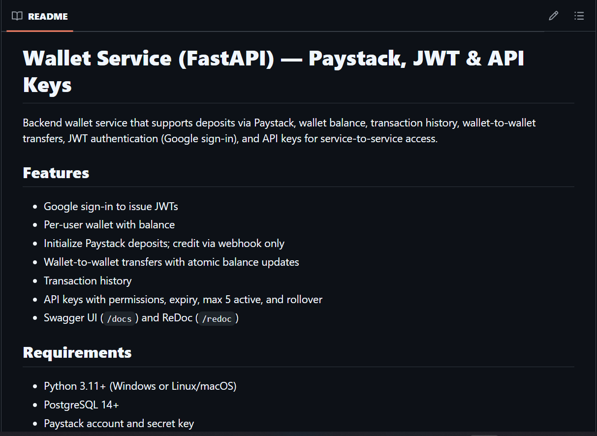 Wallet Service screenshot 1